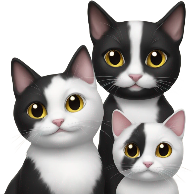 3 different black and white tuxedo cats emoji