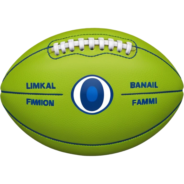 American football with lime green leather and navy-blue stitching emoji