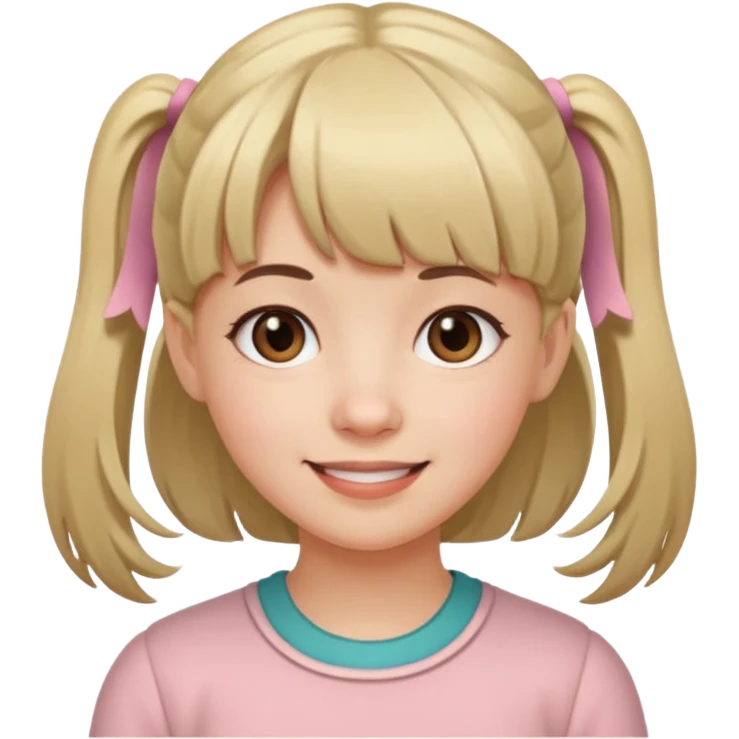 It's a trend setter that gives information related to all kinds of skin and beauty, but it's mild, has bangs and pigtails. It's a little cute and smiling, but it has to be an adult and pure emoji