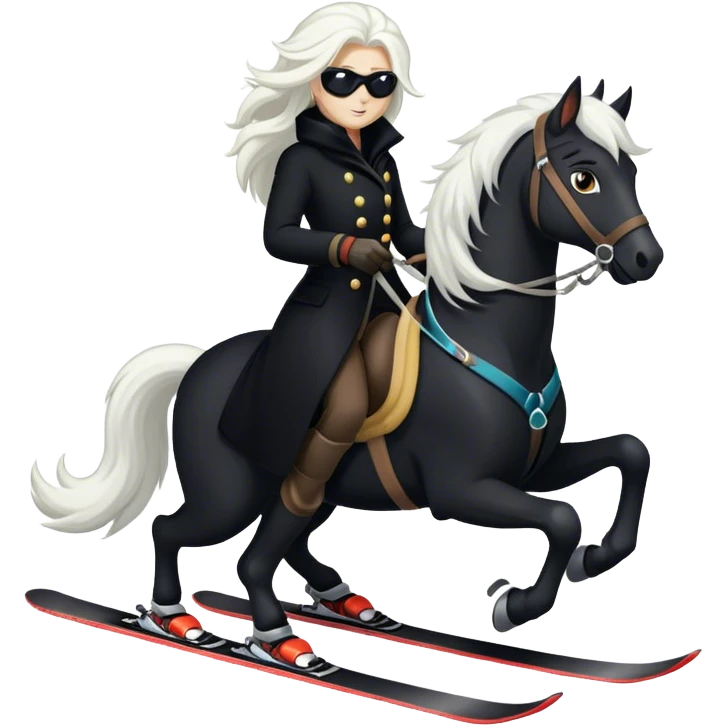 Dark horse on 2 skis emoji