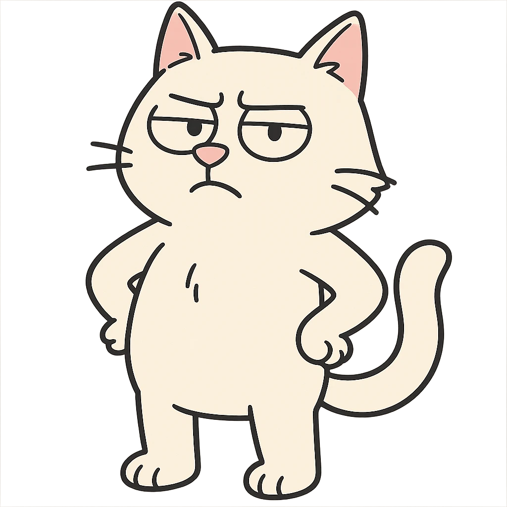 white cat in flat toon style emoji