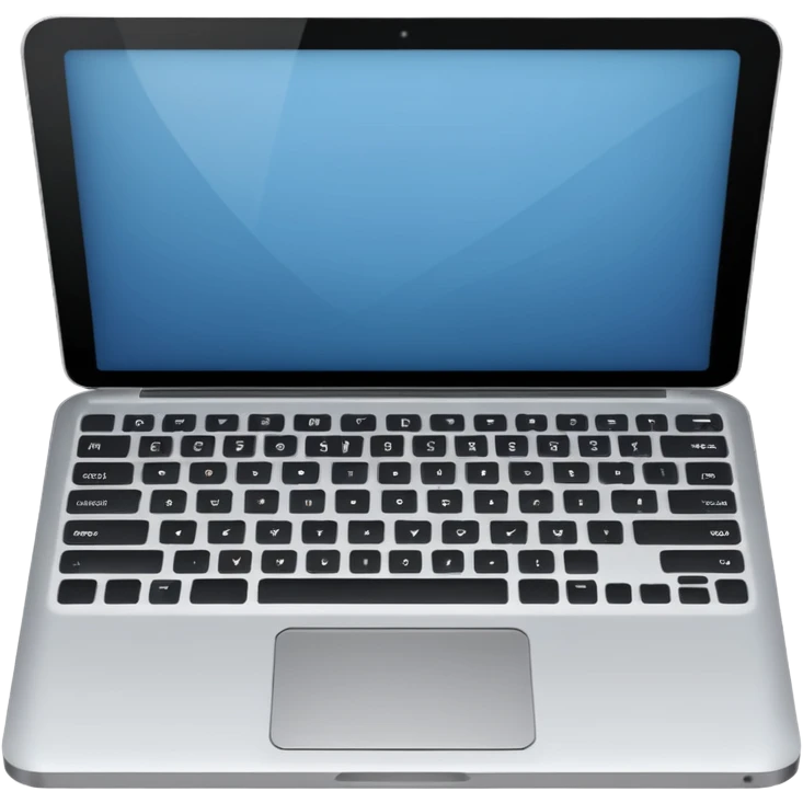 "iOS style laptop emoji, silver with a visible screen and keyboard, smooth texture, no background" emoji