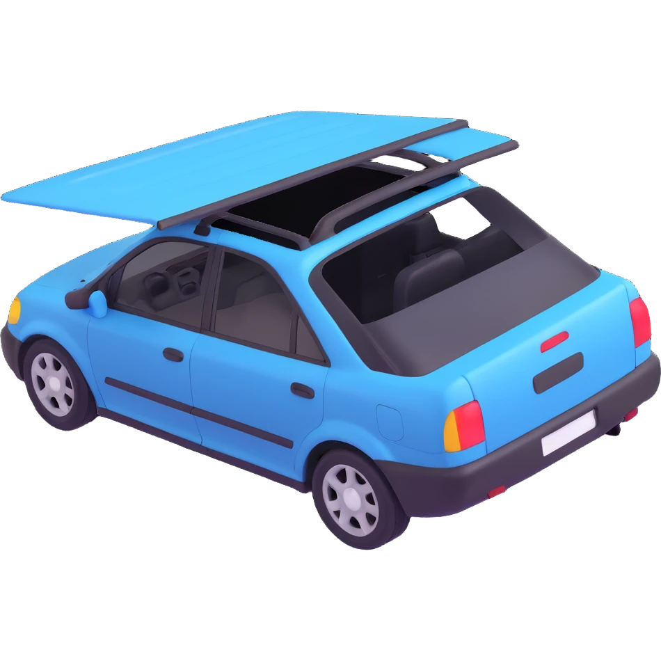 car roof with sunroof panel sliding open, sunlight visible emoji
