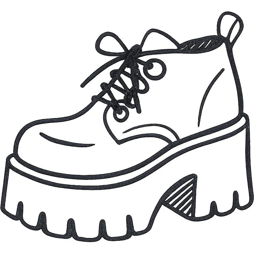 BLACKPINK-inspired gothic shoes, no hearts, sketchy and bold, black and pink emoji