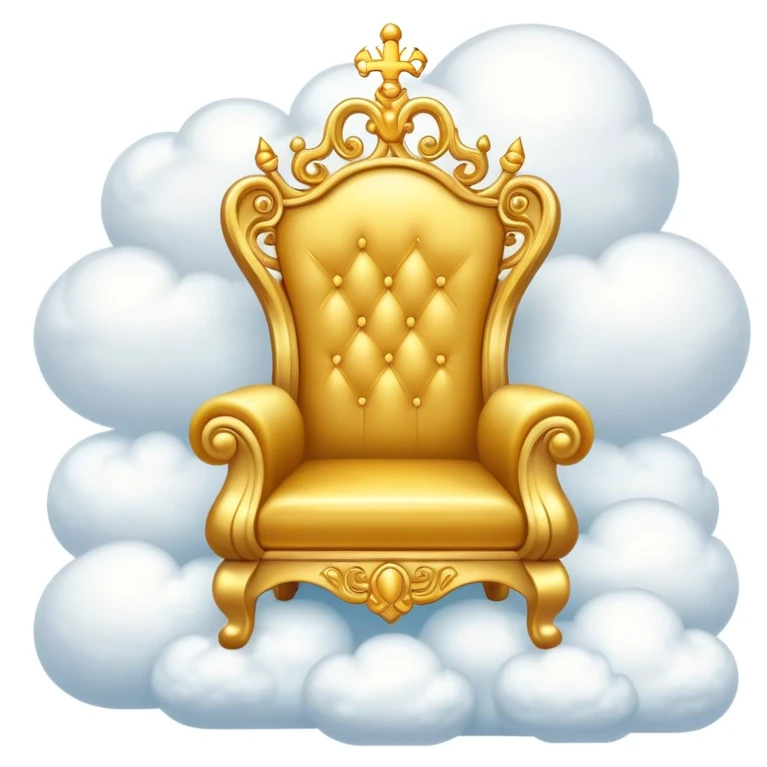 A majestic golden throne sitting on fluffy white clouds emoji