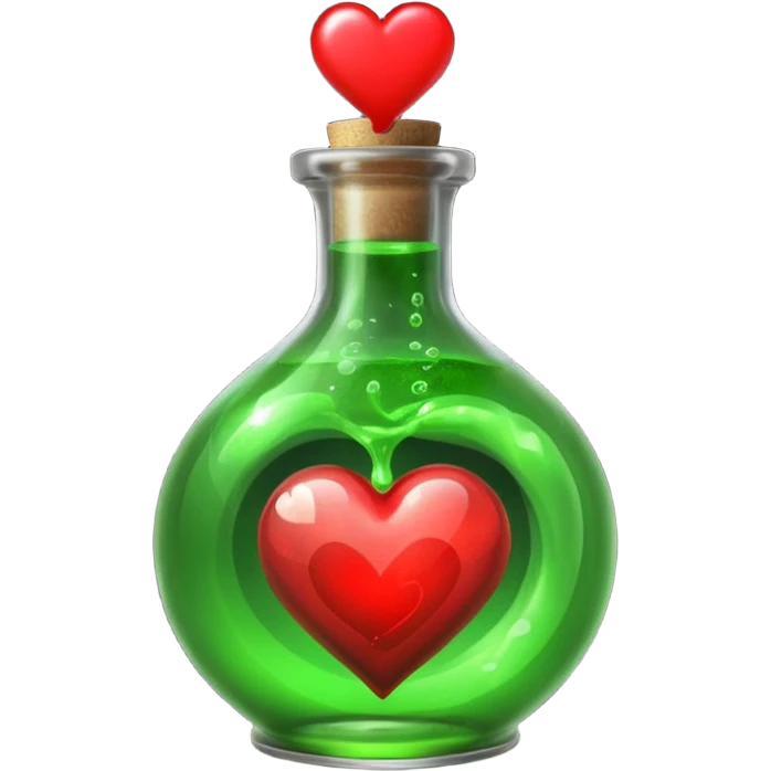 green potion and heart emoji