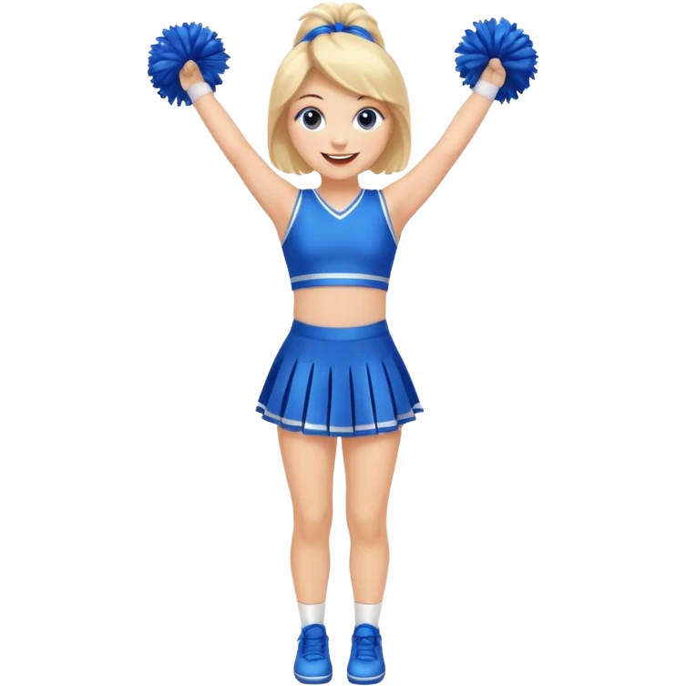 give me a full-length cheerleader with blue pom poms  emoji