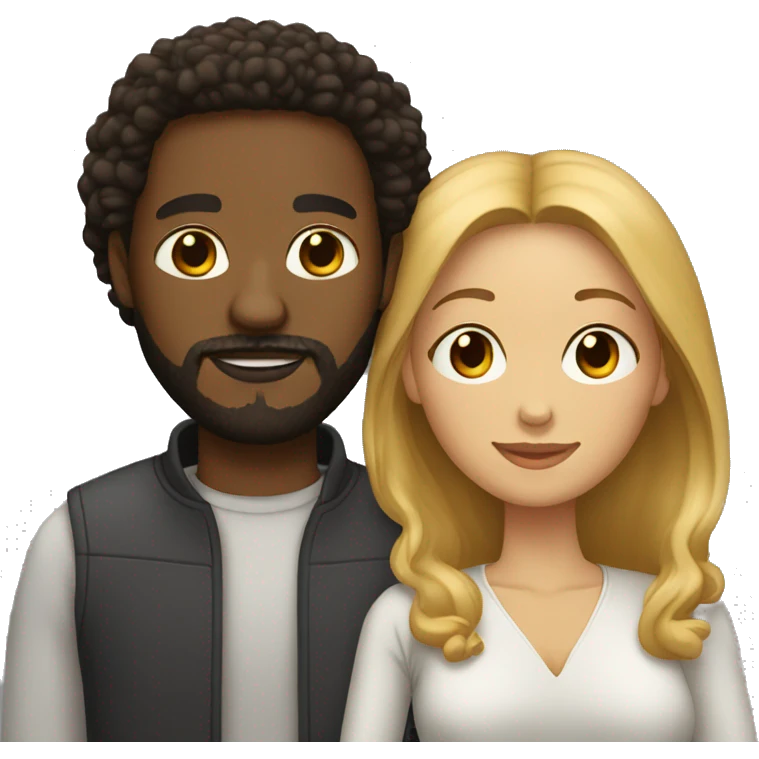 Couple black man with beard and ver light skinned woman emoji