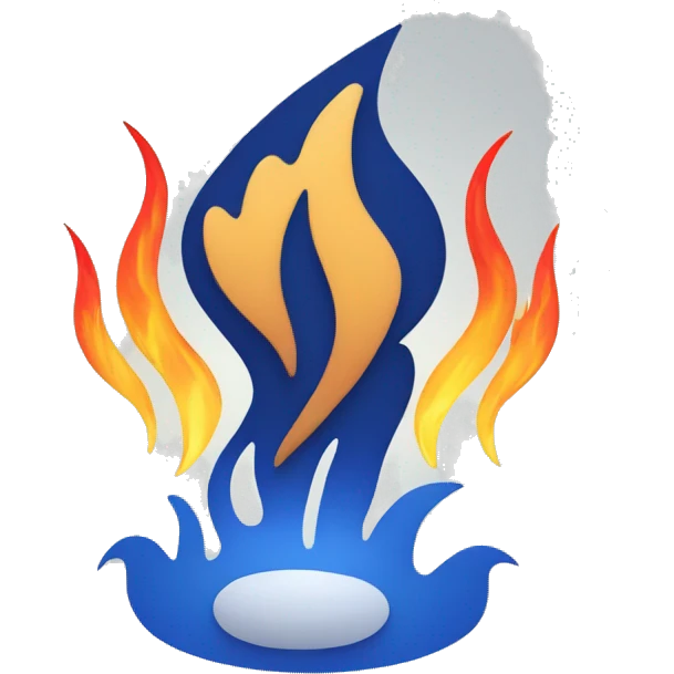 The Atlassian logo with flames around it emoji