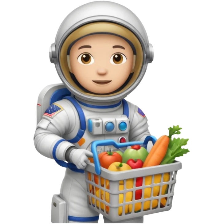 astronauta con canasta para hacer compras vacía emoji