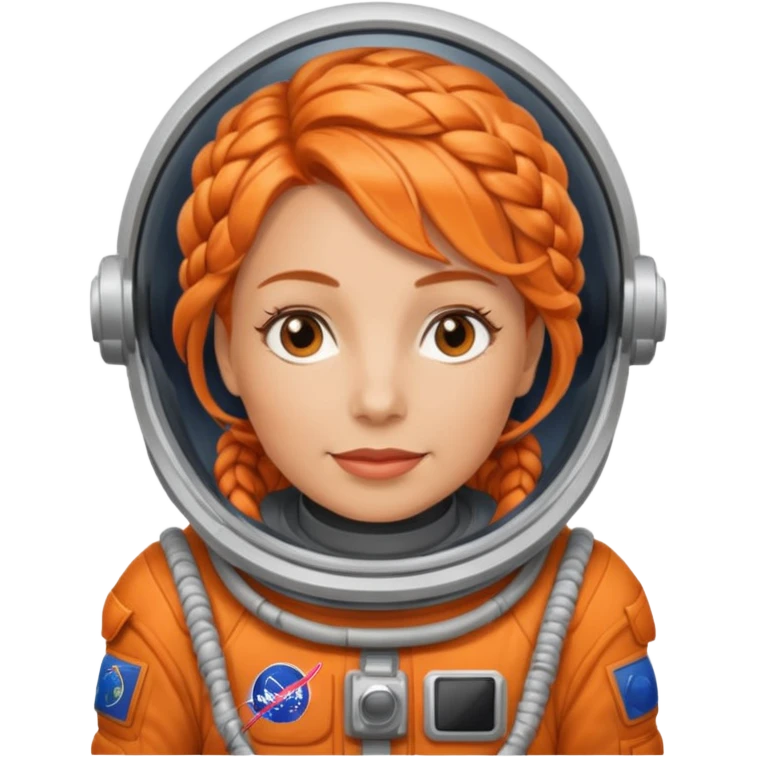 Astronauts, Middle-age, female, orange braided hair emoji