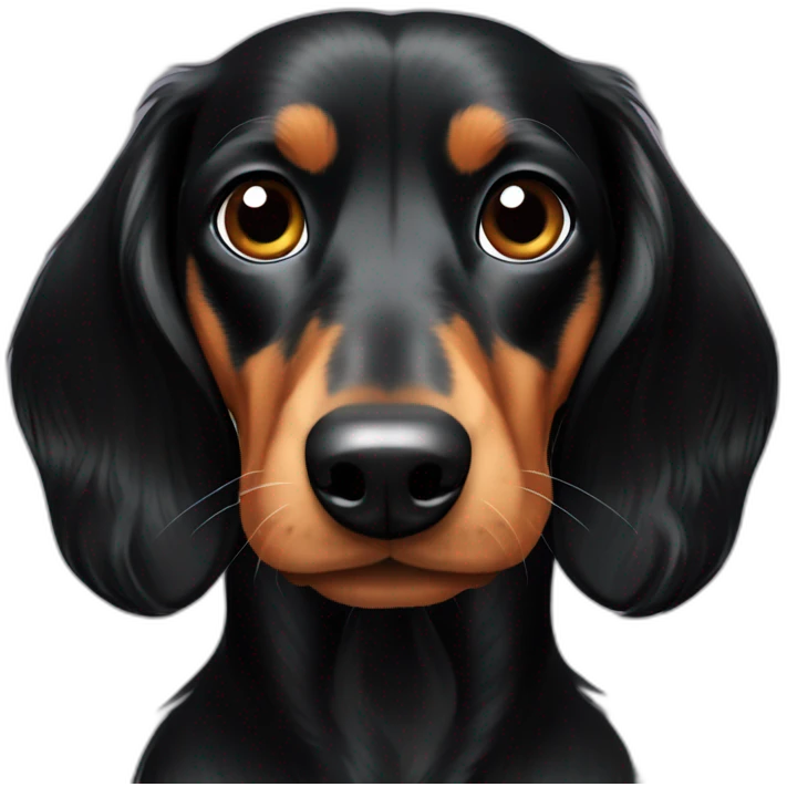 long haired black and tan dachshund emoji