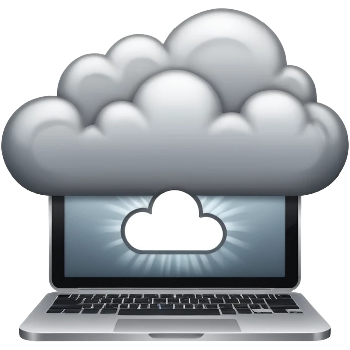 Computer transforming into a cloud emoji