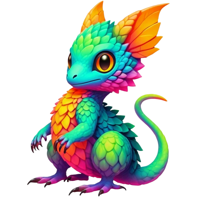 Tropical lush warm-colored neon-colored Fakémon-Trico-creature emoji
