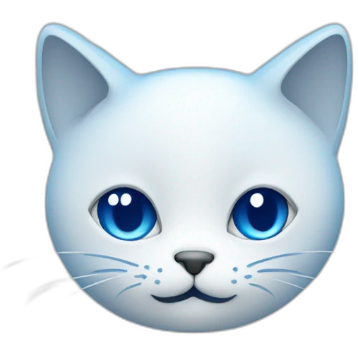Blue simplistic sketch of a cute cat face emoji