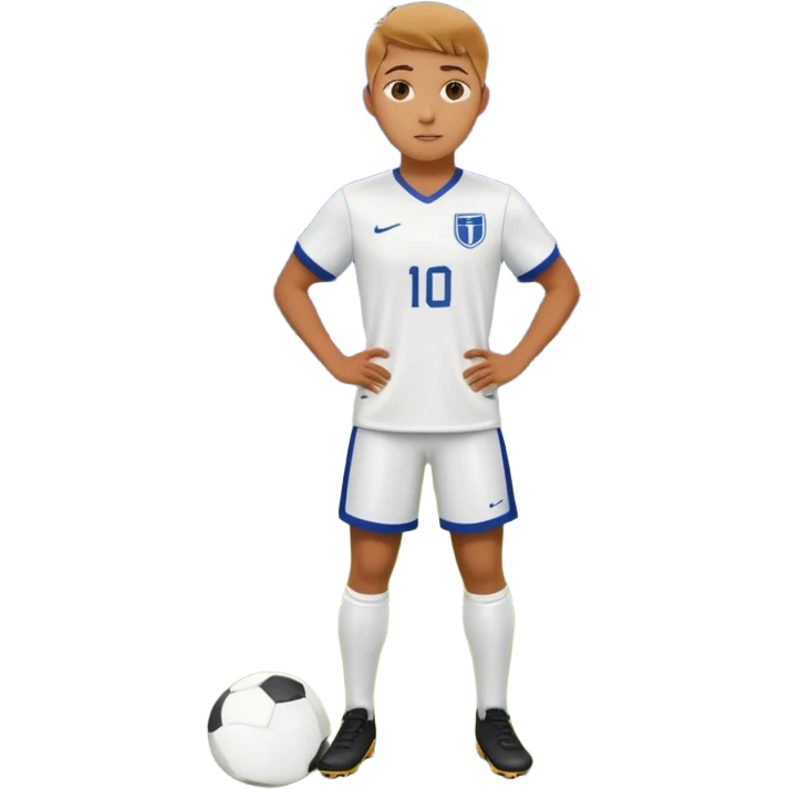 Undergraduate soccer player on college field, focused look, campus stadium lights, cinematic, realistic emoji