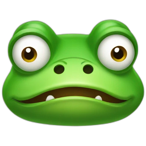 green cute angry frog head emoji