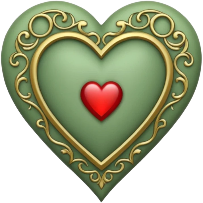 Can you make a sage green heart with a gothic design. In the middle of the heart the letter I emoji