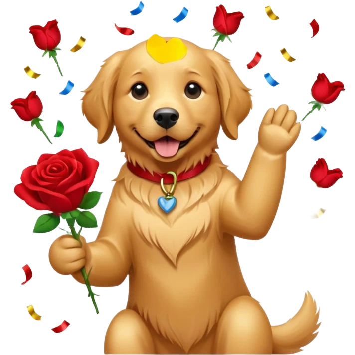 Dog throwing roses congratulations  emoji