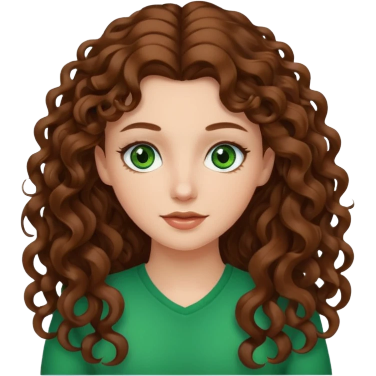 white girl with long curly brown hair emoji