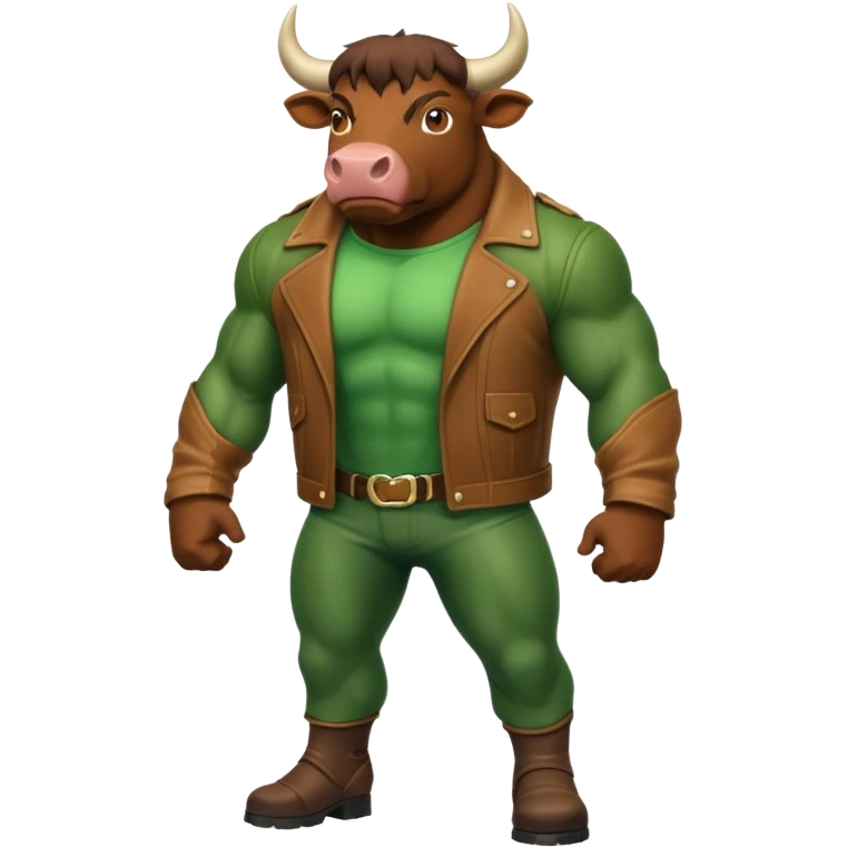 Big green bull full body with brown jacket emoji