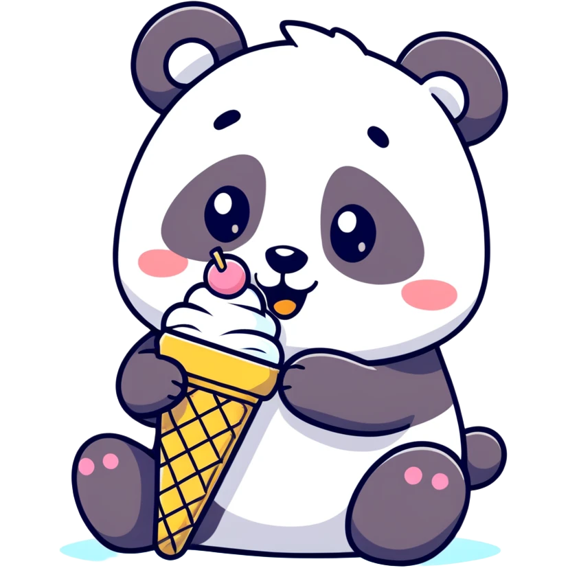 Panda eating ice cream emoji