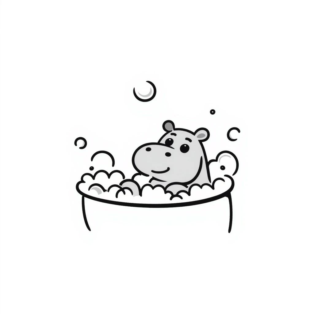 happy hippo with bubbles in bathtub emoji