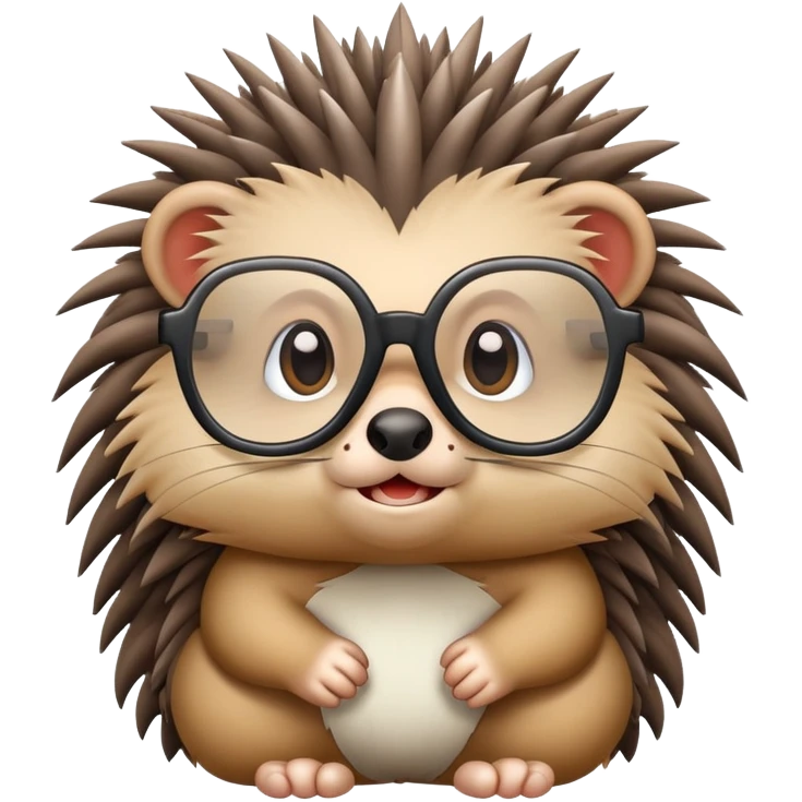 Cute porky pine with glasses emoji