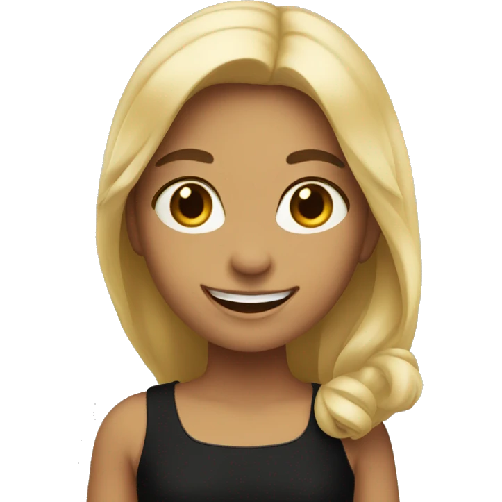 smiling girl in black dress emoji