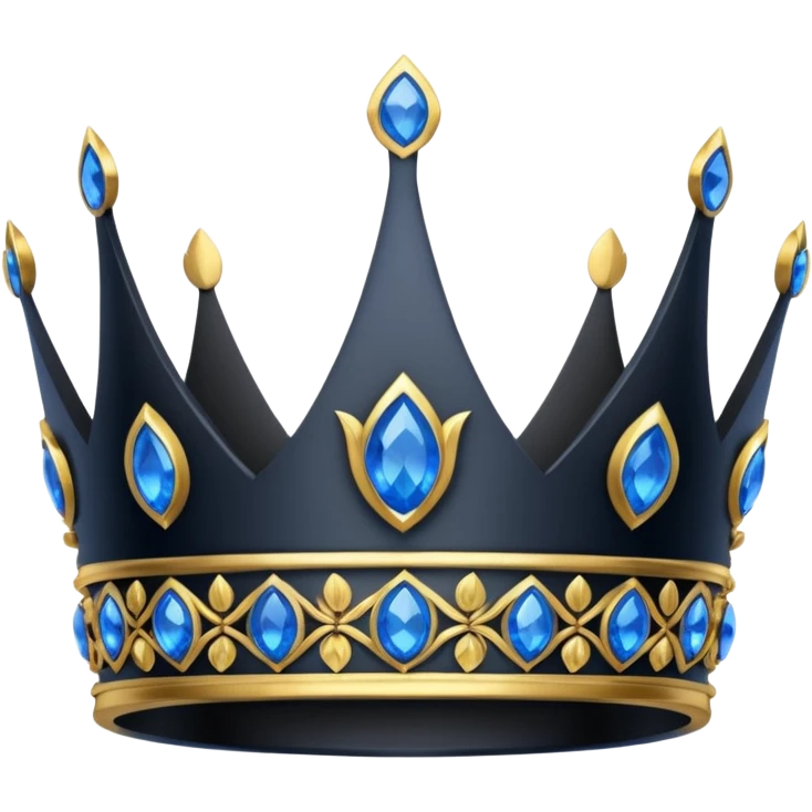eine schwarze krone mit ein wenigen verzirten goldblätter und blauen edelsteine emoji