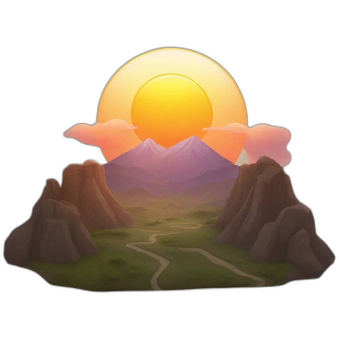 the sun setting behind the mountains emoji