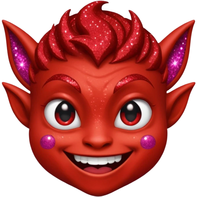 red glitter smilling imp emoji