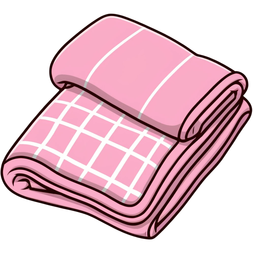cozy pink checkered blanket emoji
