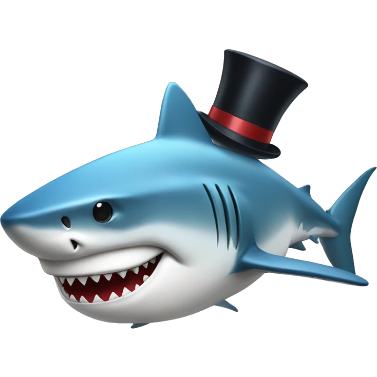 Shark with a top hat emoji
