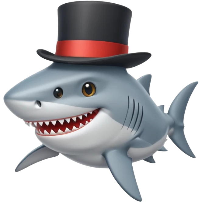 Shark with a top hat emoji