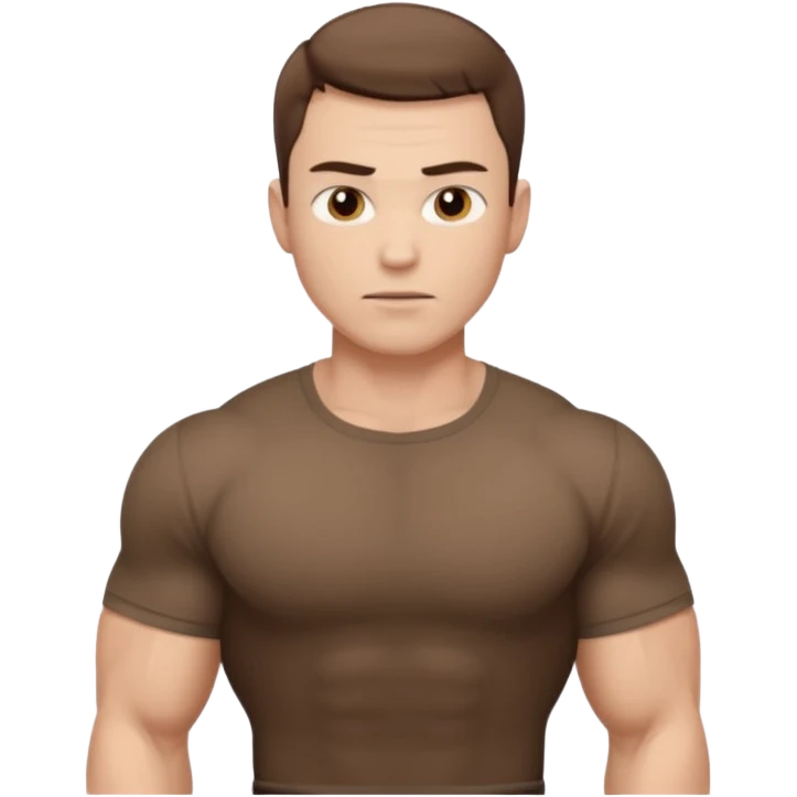muscular man white skin, wear brown shirt emoji
