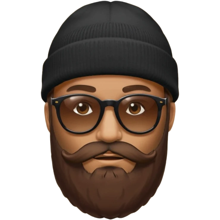 Guy with a really huge beard wearing  sunglasses and a black beanie  emoji
