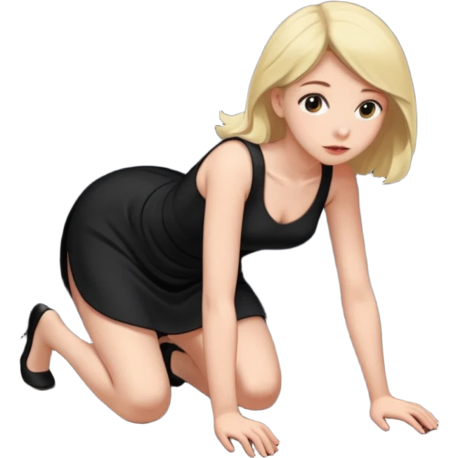 a young woman on all fours, crawling like a bitch. emoji