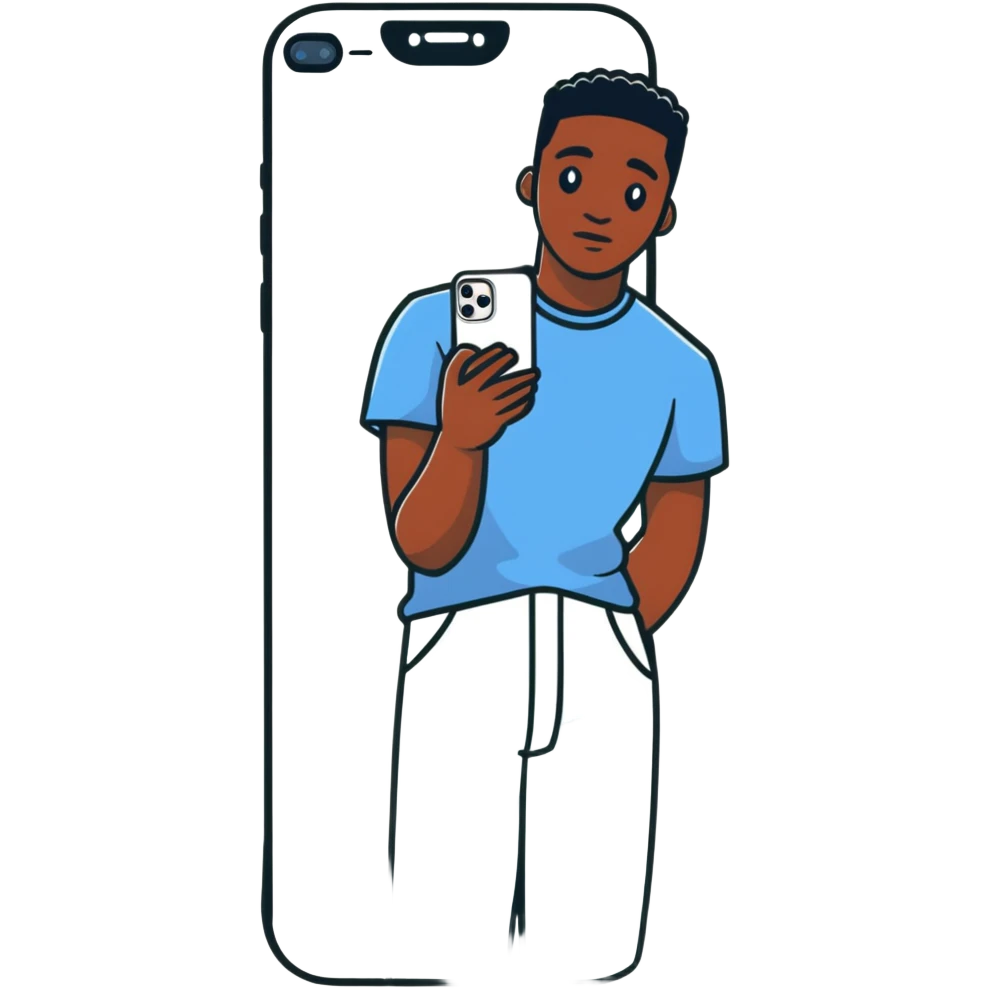 Black guy with iPhone 14 Pro emoji
