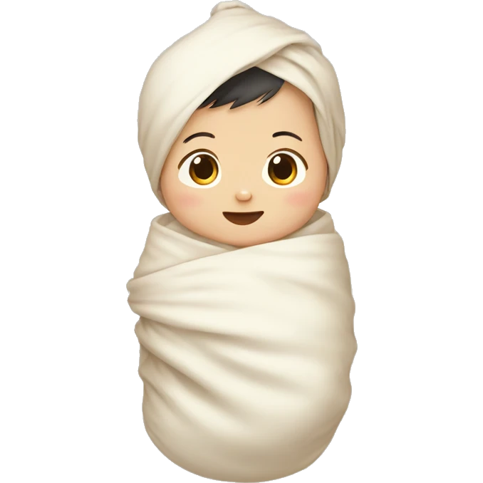 Swaddle Infant Asian Boy, Wooden Crib emoji