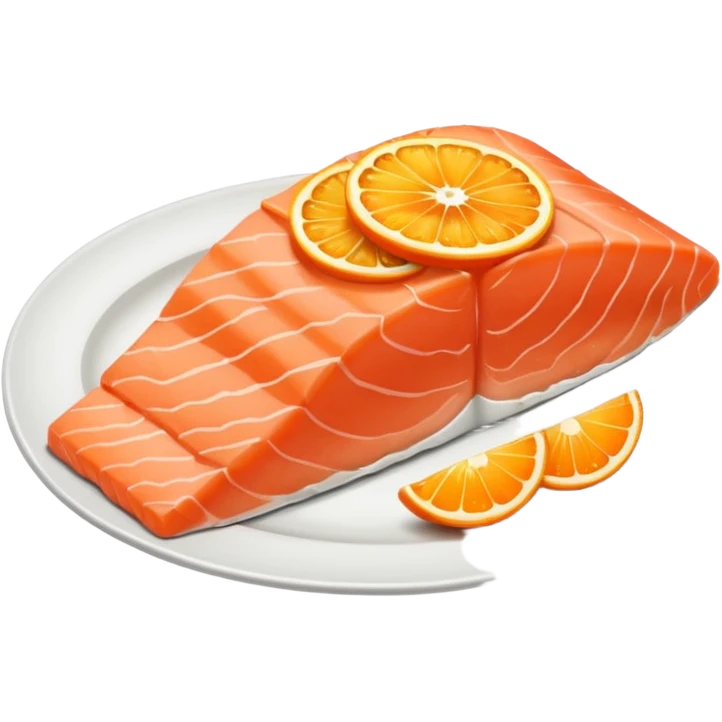 create a Slice of Salmon

Camera angle: slightly elevated top-down view with a gentle bird’s-eye perspective (about 15–20°), identical perspective and scaled do not add anything  on plate only the slice of salmon  emoji