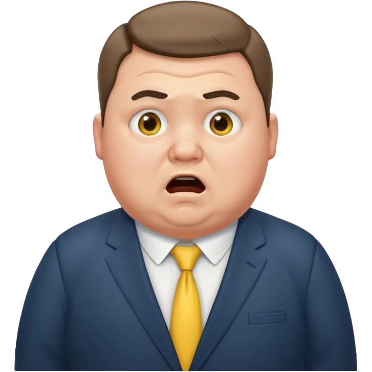 A chubby Ukrainian man in a suit is terrified emoji