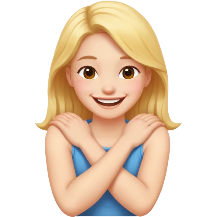arms crossed holding neck laughing girl emoji