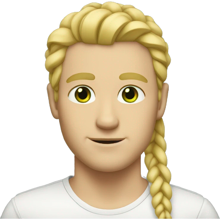 white man with blond hair braids no mustache green eyes emoji