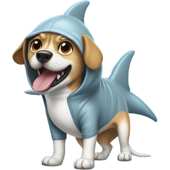 dog wearing shark onesie  emoji