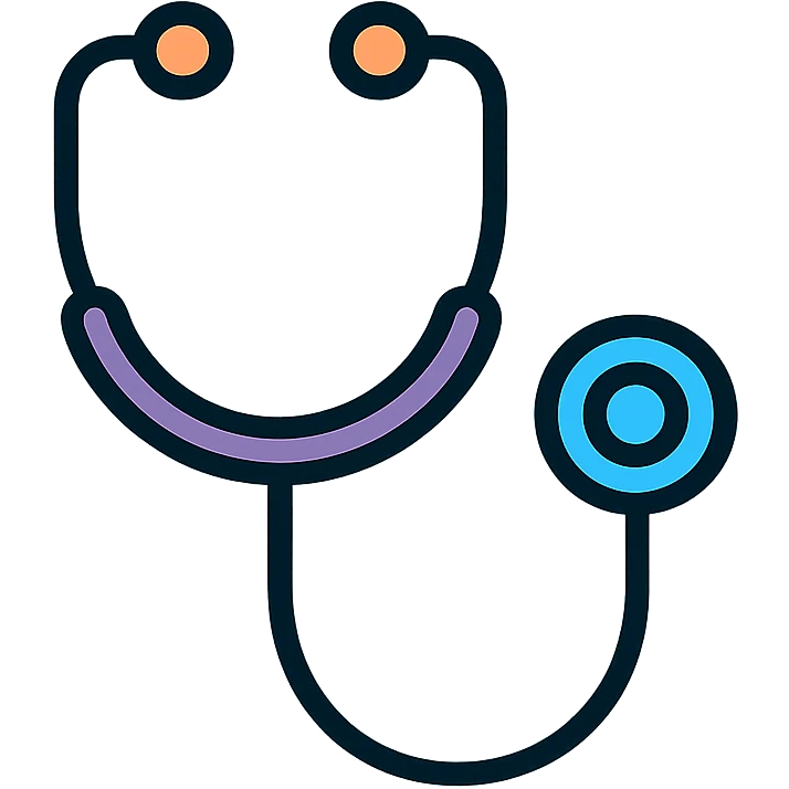 minimalist iOS app icon, professional medical style, modern stethoscope in flat style, gradient background clinical blue and white, clean, trustworthy, tech-inspired, subtle depth with soft shadows, iOS-flat-design, no text, single bold medical symbol centered emoji