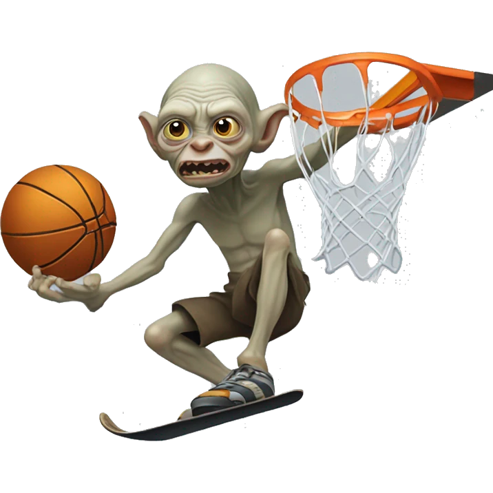 Gollum snowboarding a basketball hoop emoji