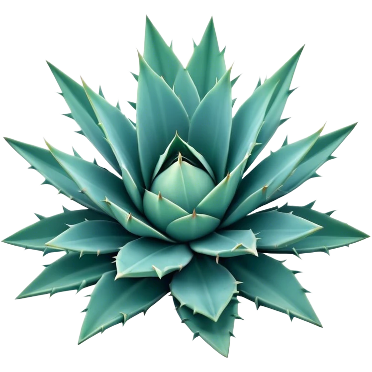 Cinematic Realistic Agave Emoji, Bold and spiky, with long, pointed leaves forming a rosette pattern. The sharp edges and soft blue-green hue exude a sense of rugged beauty and desert resilience. Soft glowing outline, capturing the essence of survival and strength in a striking agave plant! emoji