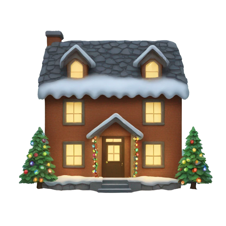 House with Christmas lights emoji