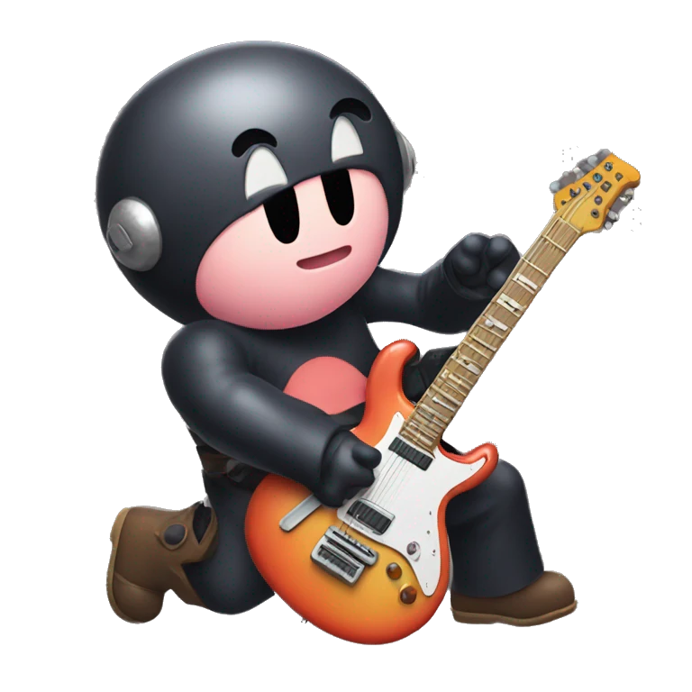 Kirby playing electric guitar emoji